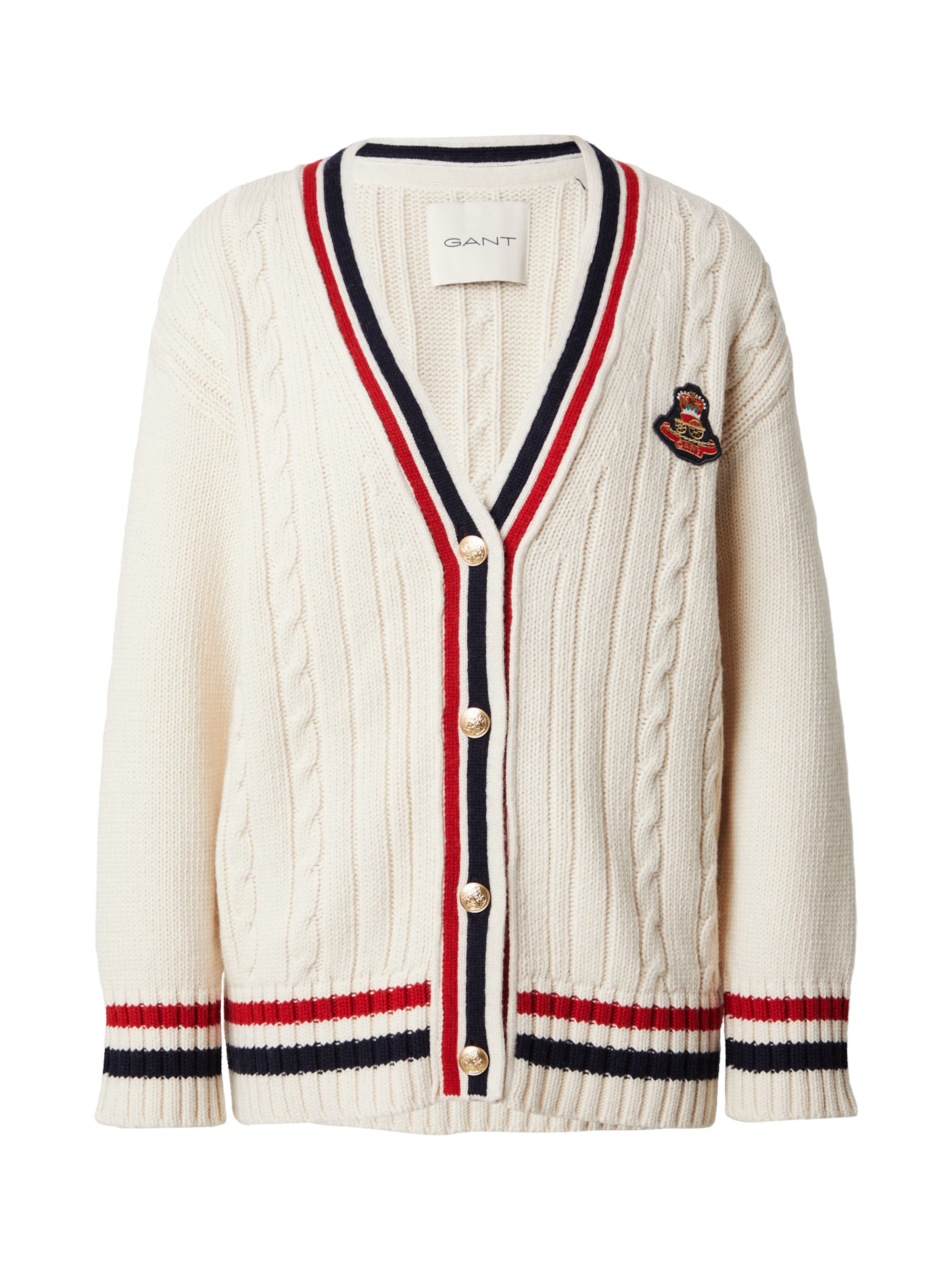 GANT Oversized cardigan 'VARSITY' i beige: forside