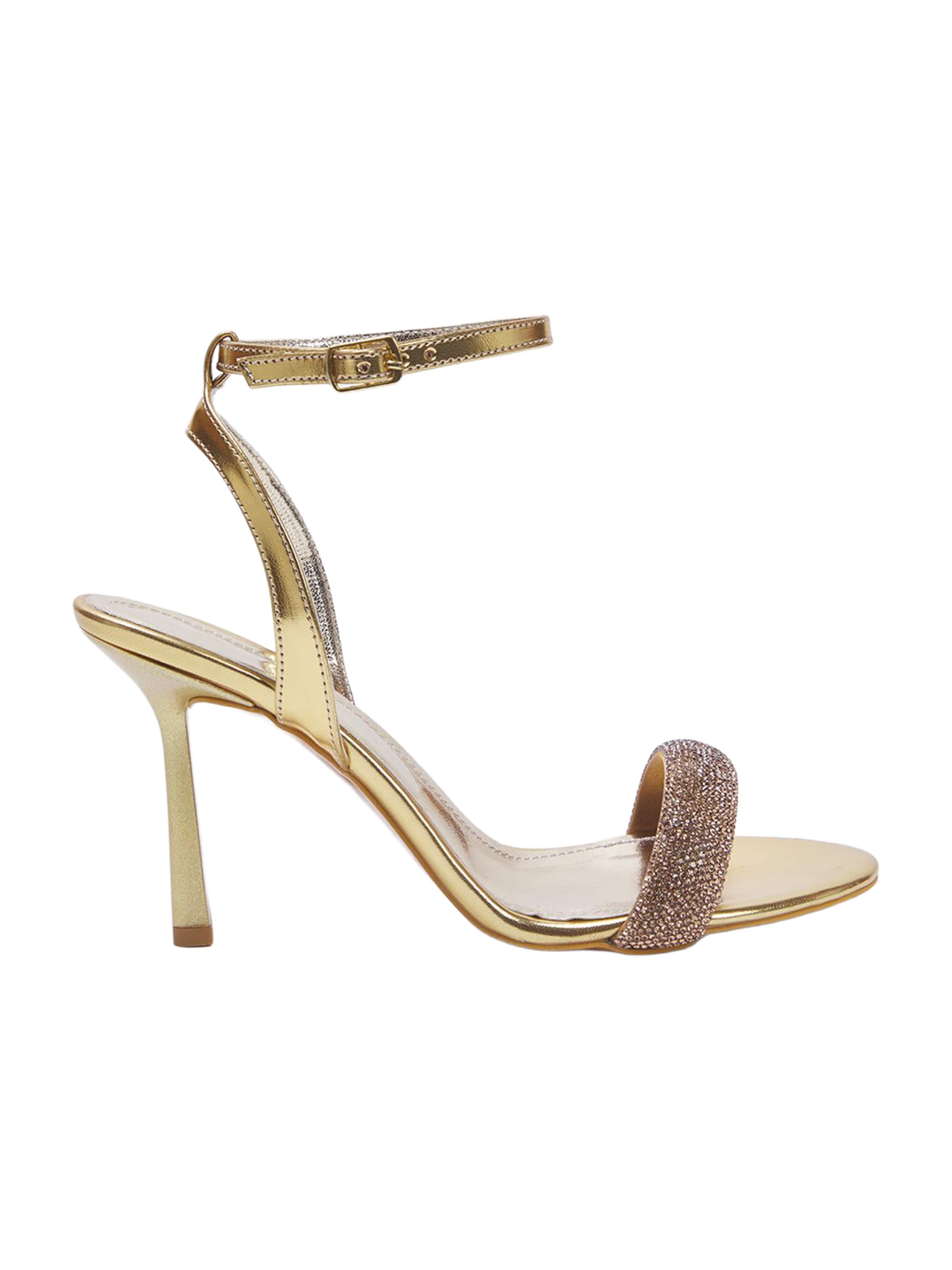 Trendyol - Sandálias com tiras em ouro: frente