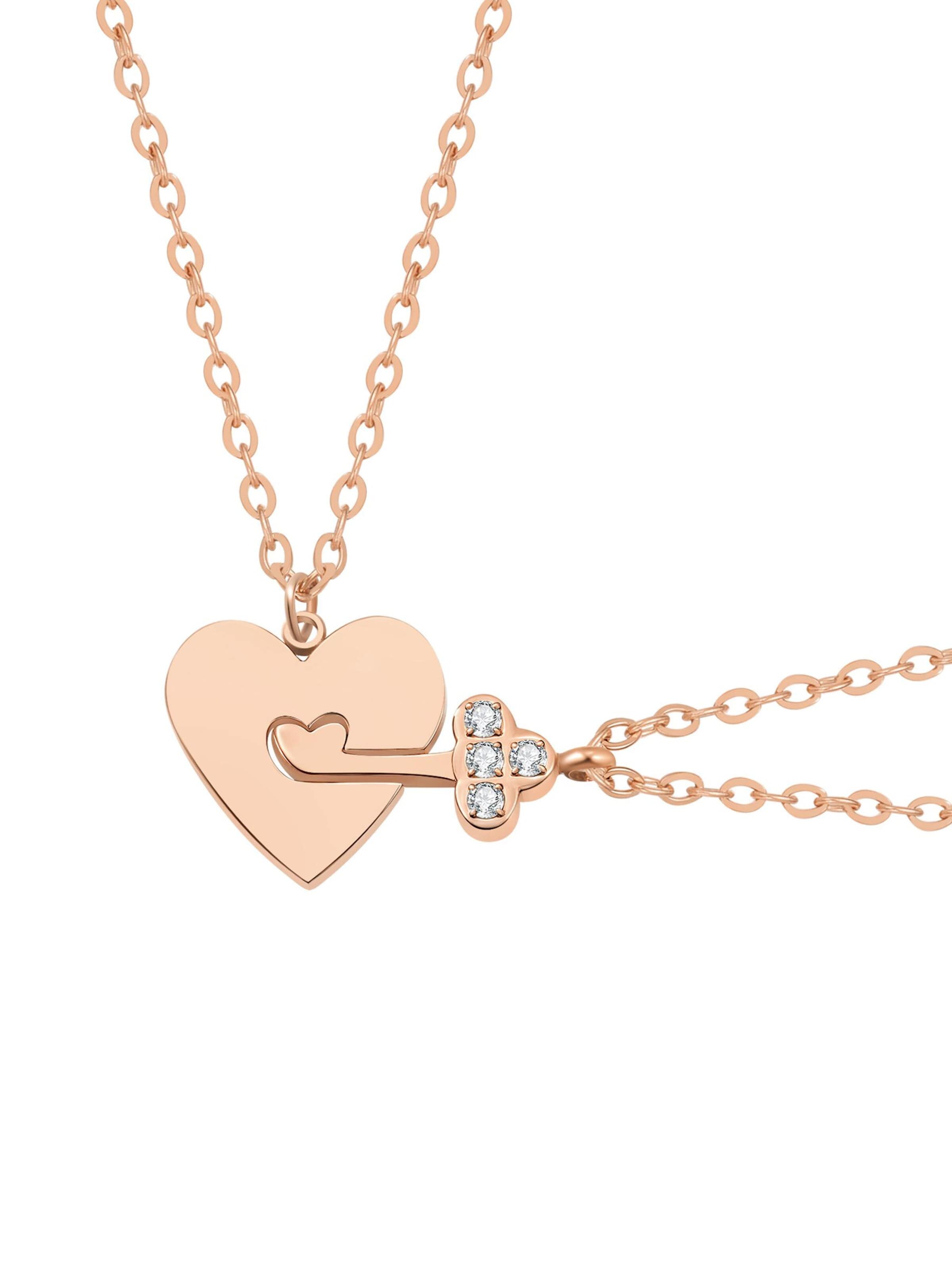Collana 'Interlocking Heart & Key Love' di Hey Happiness in oro