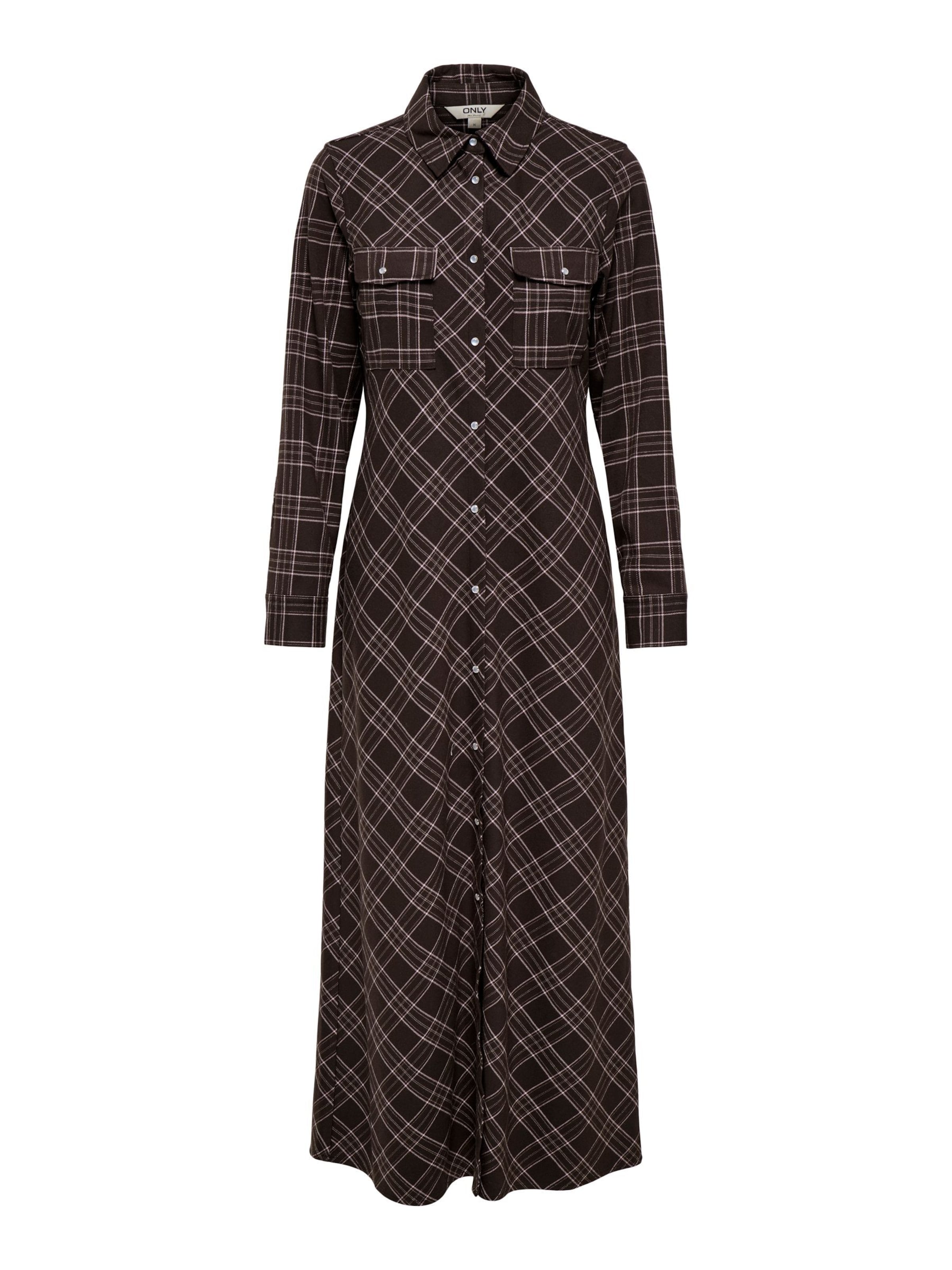 ONLY Blusekjole 'ONLWren' i mørkebrun / hvid / hvid-meleret, Produktvisning