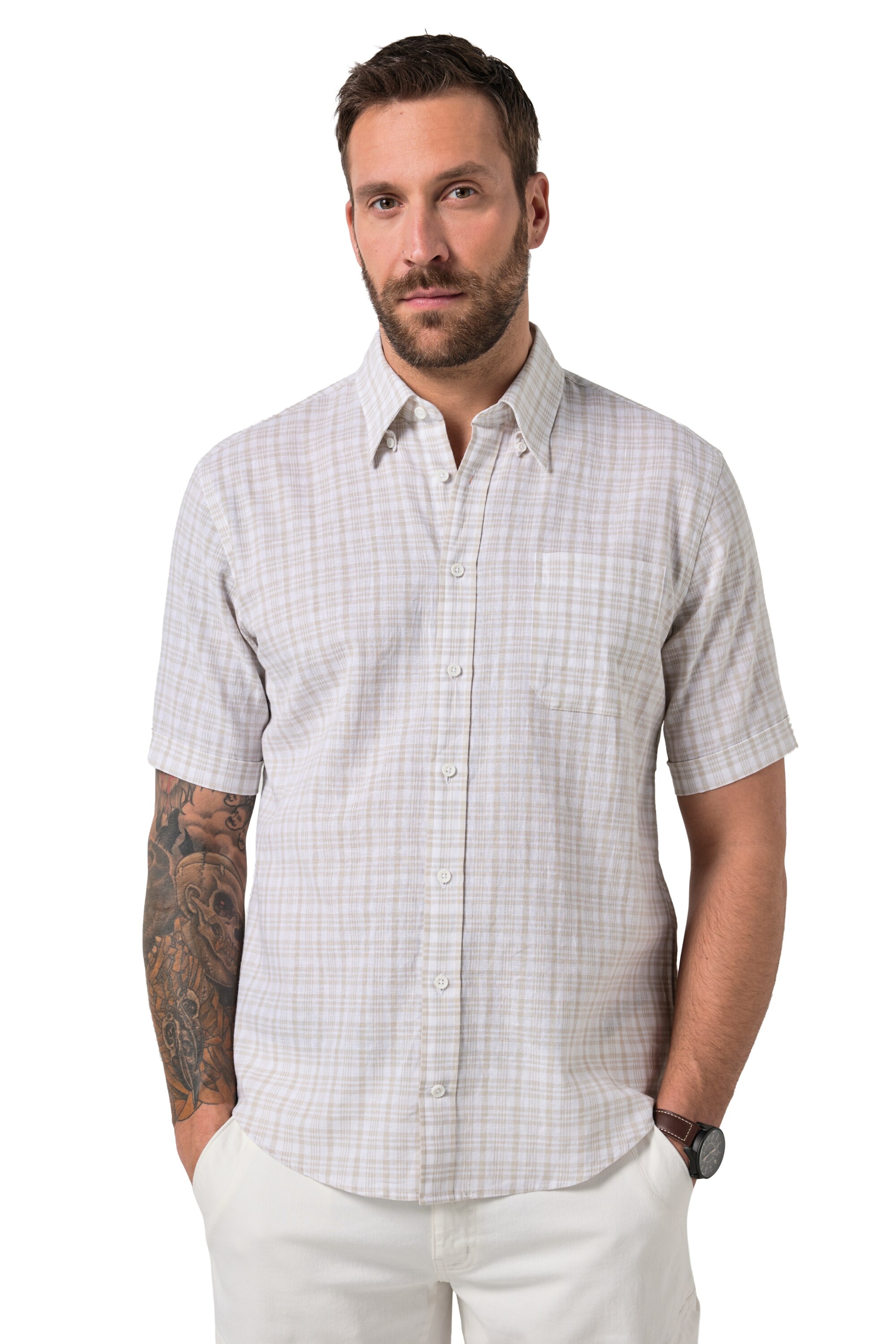 JP1880 Regular fit Overhemd in Wit: voorkant