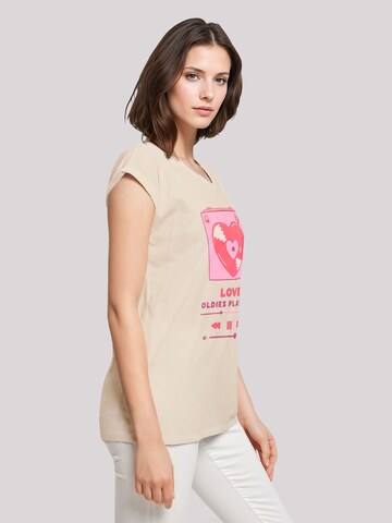 F4NT4STIC T-Shirt 'Love Oldies Playlist  Valentinstag' in Beige