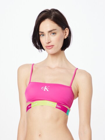 Calvin Klein Swimwear Bralette Bikini Top in Pink: front