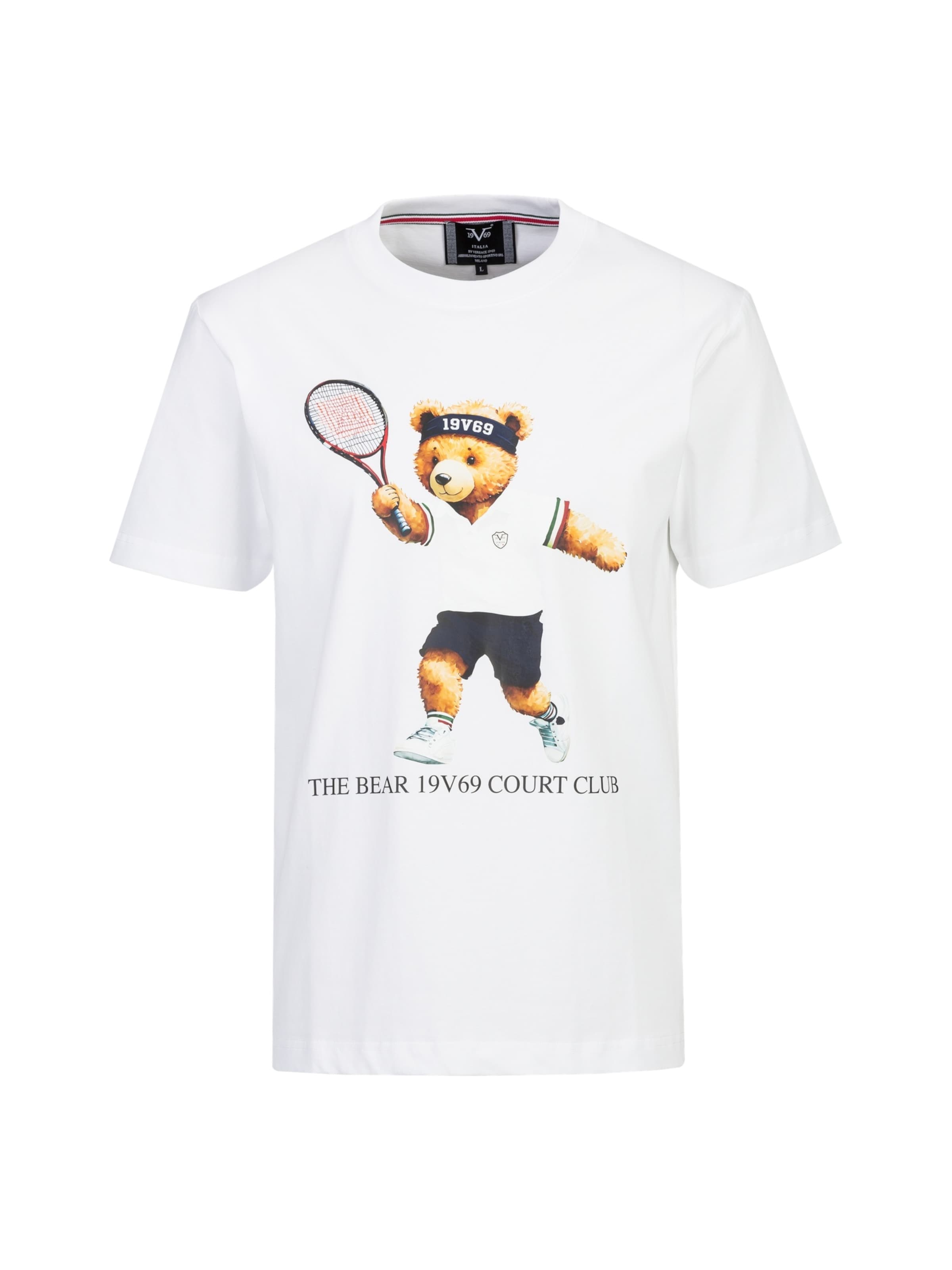 19V69 ITALIA Shirt 'Rafael Tennis Teddy' in Wit: voorkant