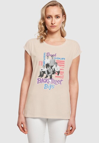 Merchcode T-Shirt 'Backstreet Boys - INBYH' in Beige: predná strana