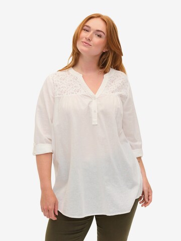 Zizzi Blouse 'ELVA' in Wit: voorkant