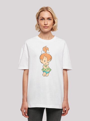 F4NT4STIC Oversized Shirt 'Familie Feuerstein Pebbles Flintstone' in White: front