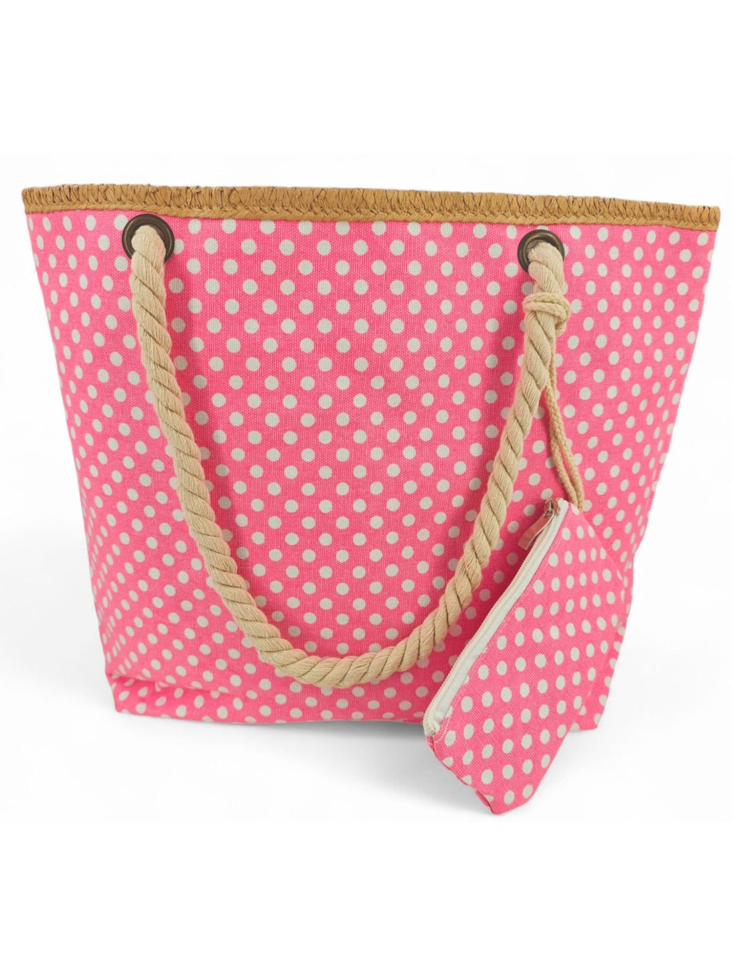 styleBREAKER Strandtasche 'Strandtasche mit Punkte Muster'‌‌‌ in Pink