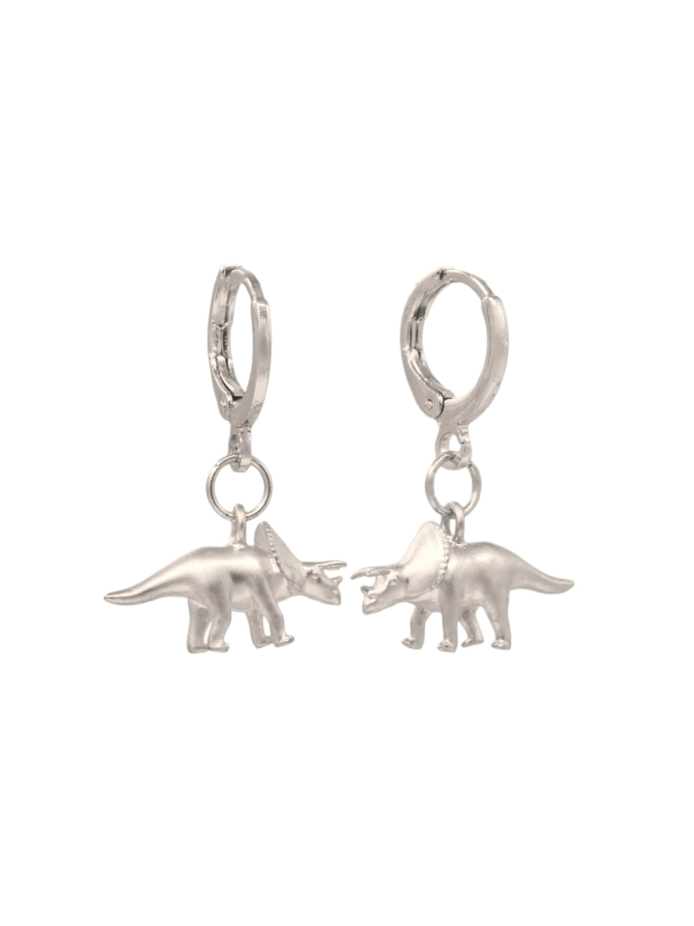 Fräulein Wunder Ohrringe 'Triceratops'‌‌‌‌‌‌‌‌ in Silber: Vorderseite