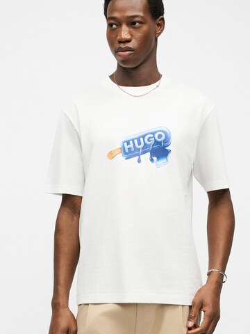T-Shirt 'Noglasy' HUGO en blanc
