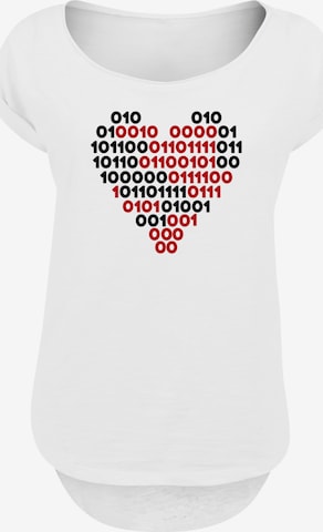 F4NT4STIC Shirt 'I love you 01001001 Binary Code Herz Valentinstag' in White: front