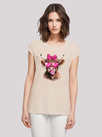 F4NT4STIC Shirt 'Highland Cow Valentinstag Sonnenbrille' in Beige: front