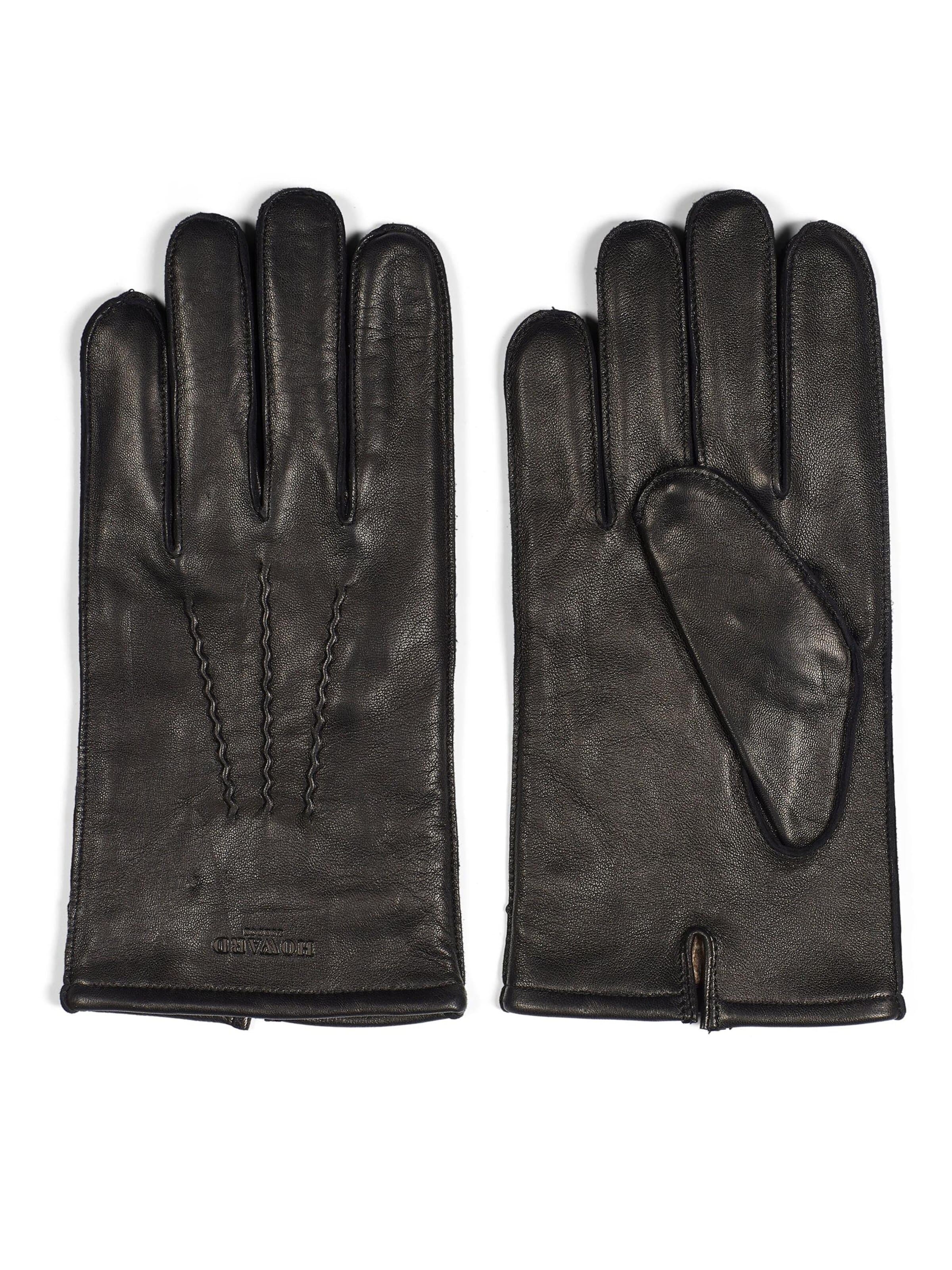Howard London Fingerhandsker 'Leather Gloves William Black' i sort: forside