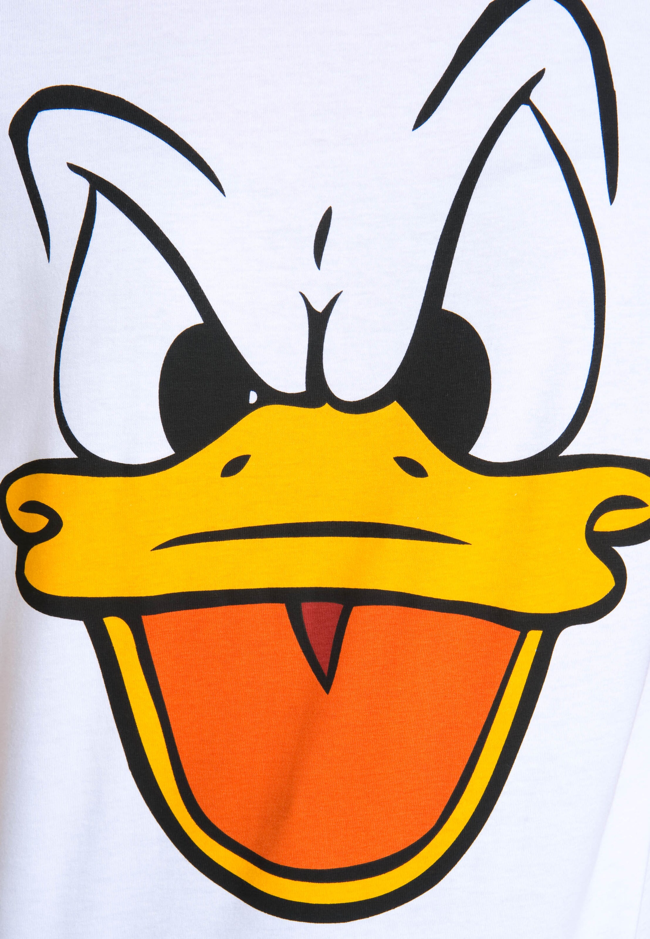 LOGOSHIRT T-Shirt 'Donald Duck – Face' in Weiß