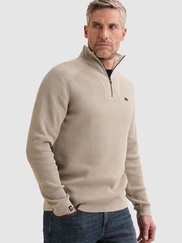 VANGUARD Pullover 'Pullover with half-zip and allover rib texture' i beige