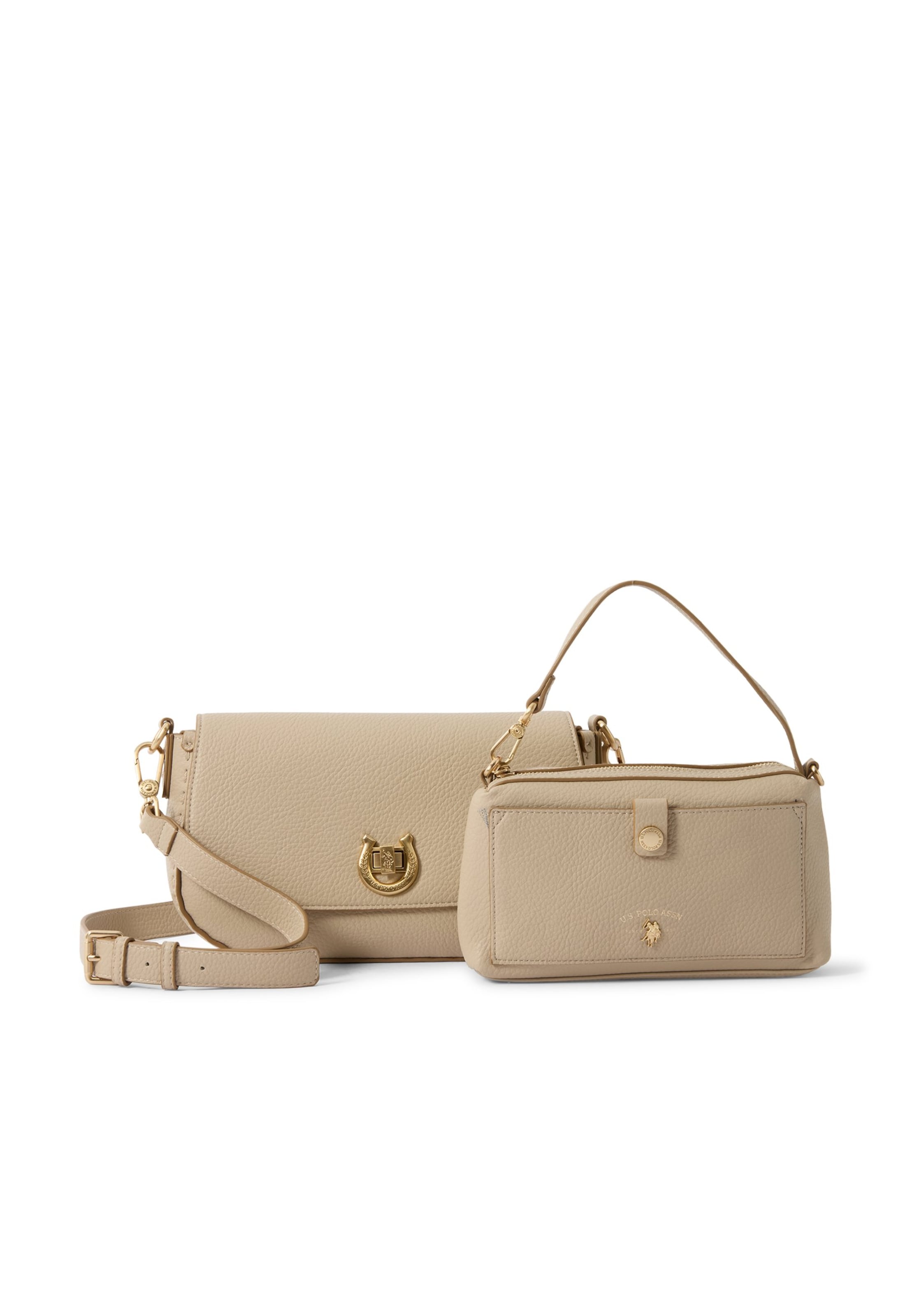U.S. POLO ASSN. - Mala de ombro 'MIDDLETON' em bege: frente