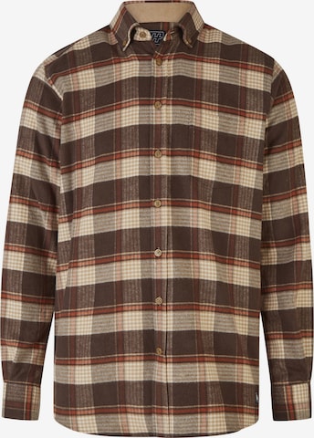 HECHTER PARIS Button Up Shirt in Brown: front