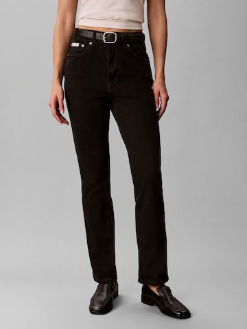 Calvin Klein Jeans Slimfit Jeans in Zwart: voorkant