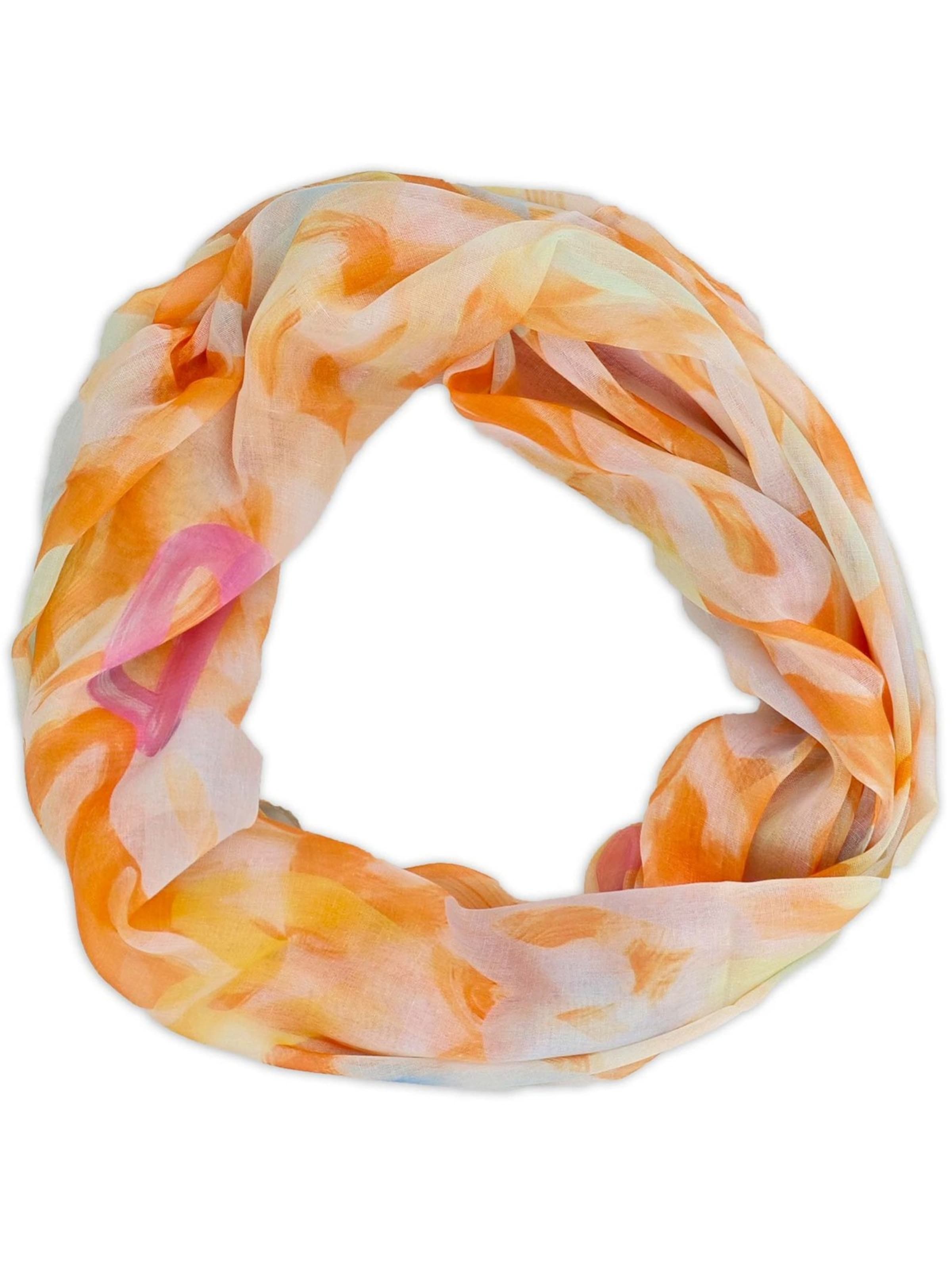 styleBREAKER Schlauchschal 'Loop mit Brushstroke Herz Muster'‌‌‌‌‌‌‌‌‌‌ in Orange: Vorderseite