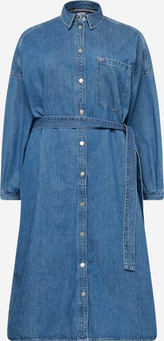 Tommy Jeans Curve Košilové šaty – modrá: přední strana