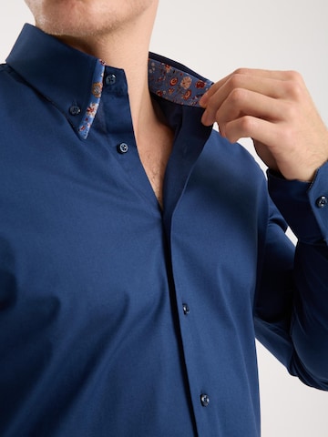 7Camicie Slim fit Zakelijk overhemd in Blauw