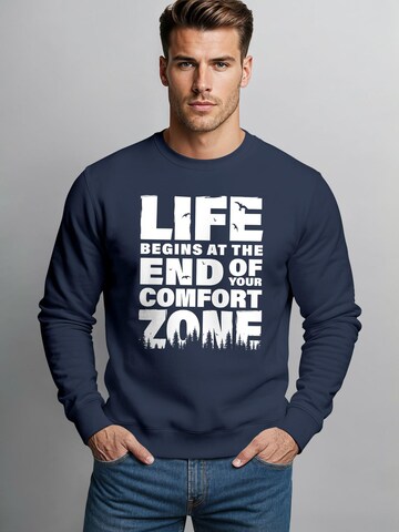 Neverless Sweatshirt 'life begins' in Blau: Vorderseite
