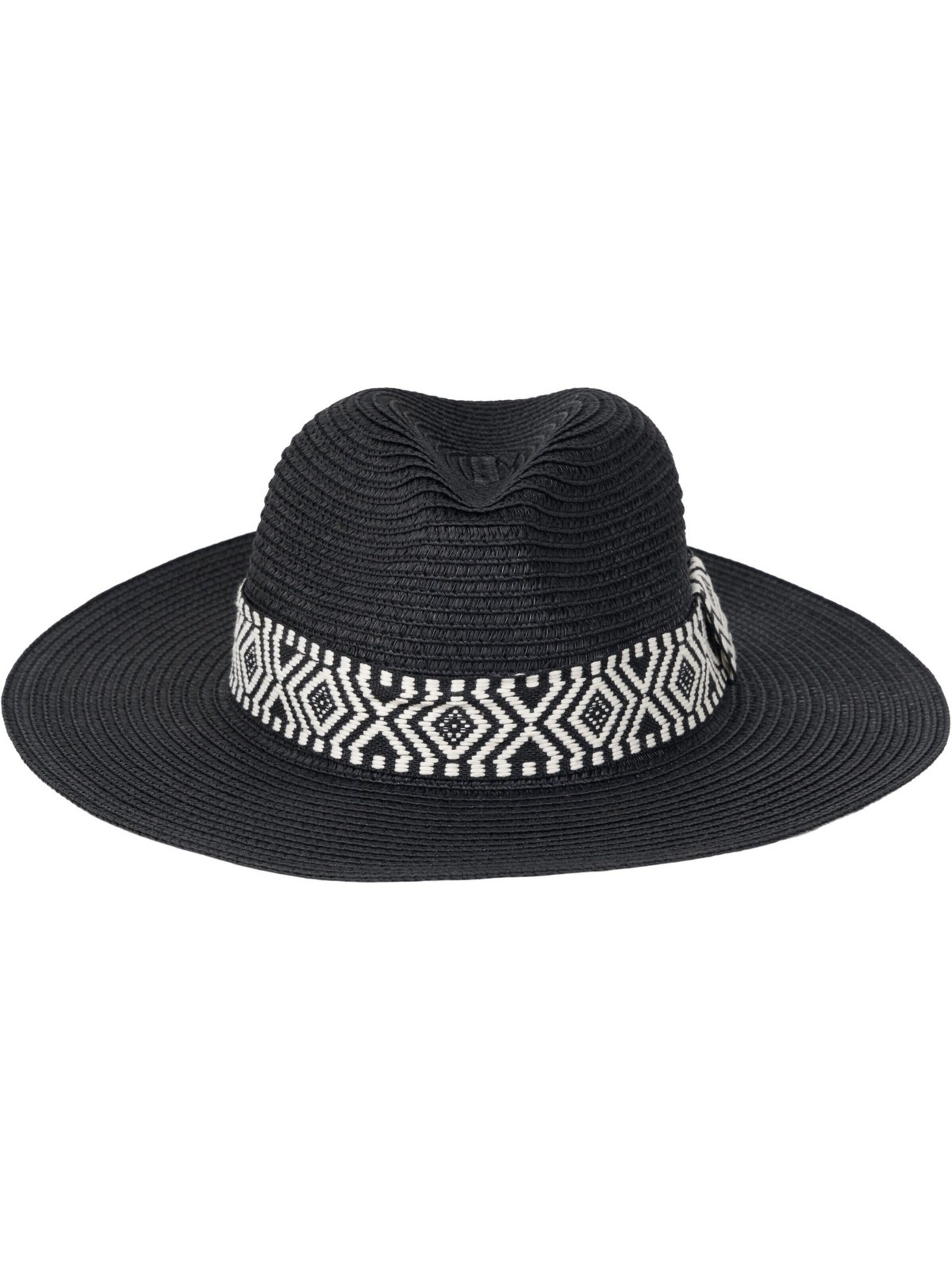 styleBREAKER Hat 'Panama Strohhut Hutband Azteken Muster' in Black