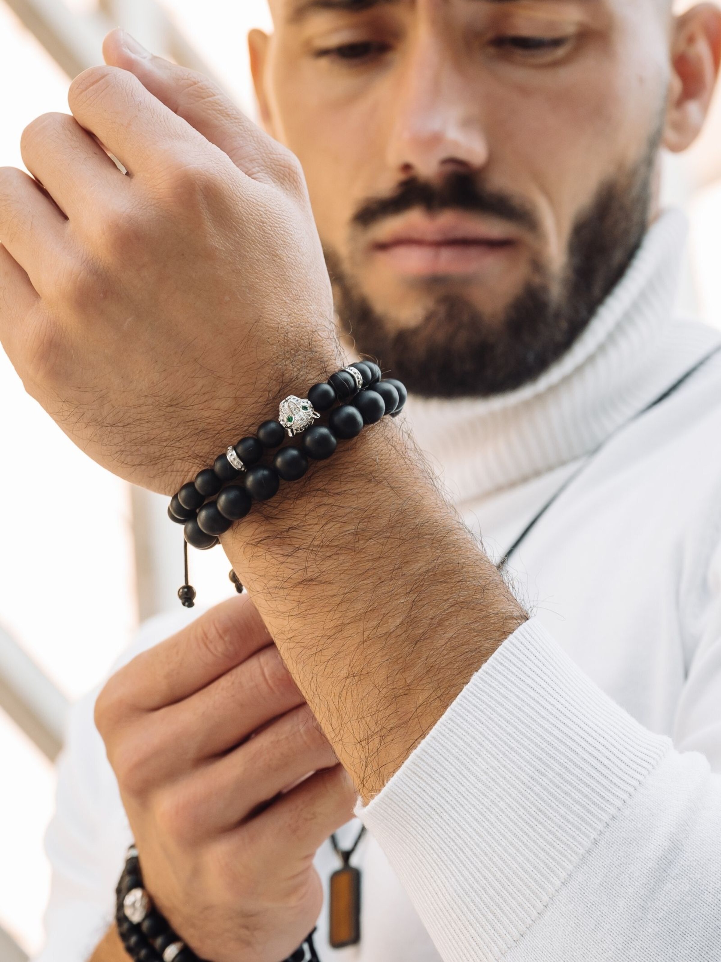 Bracelet 'Leopard Head' GT Collection en noir