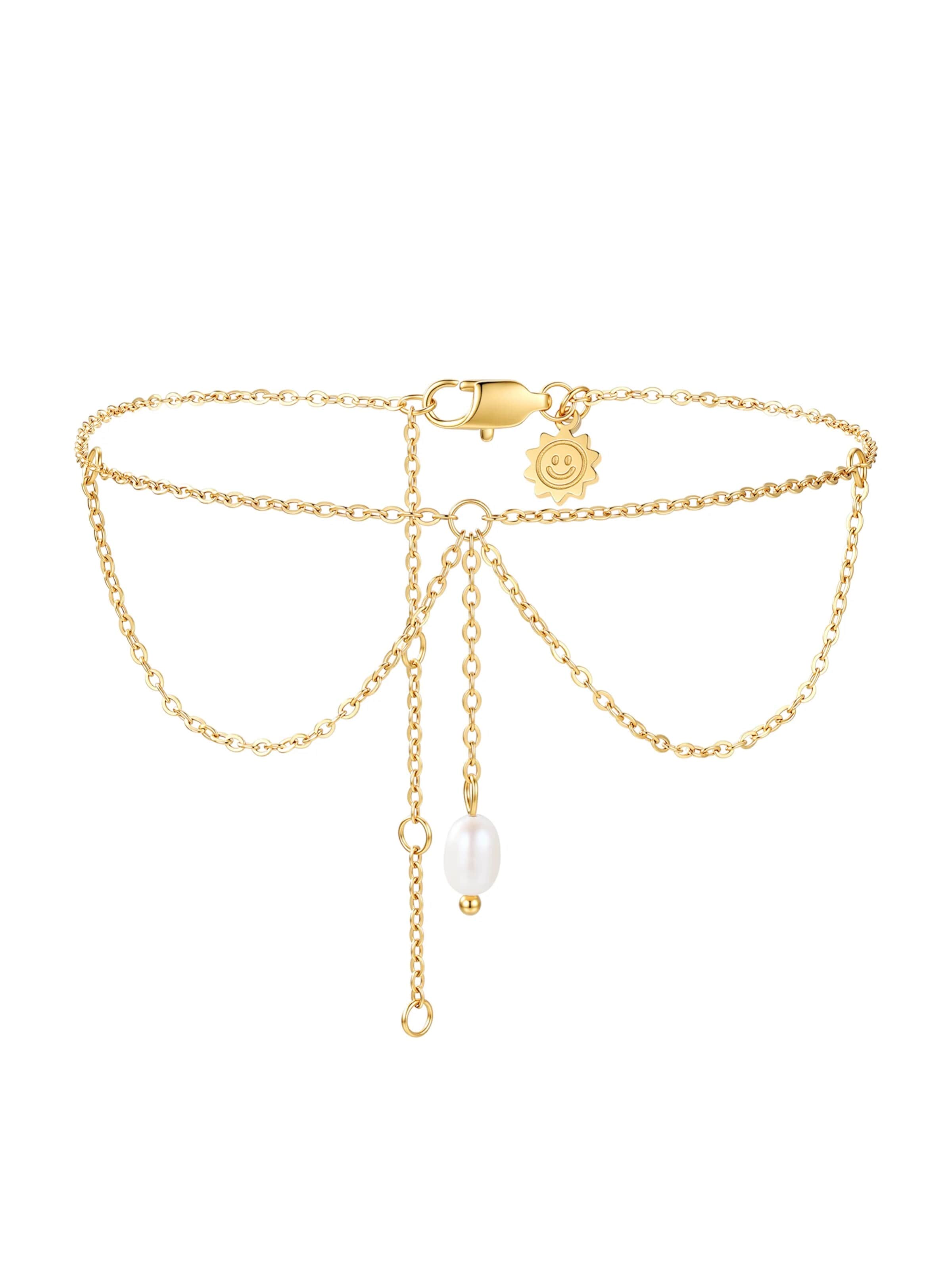 Bijoux de pied 'Pearl Drop Layered' Hey Happiness en or