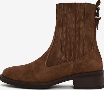 Derimod - Botas Chelsea en marrón: frente