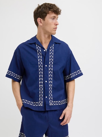 JACK & JONES Comfort fit Button Up Shirt in Blue