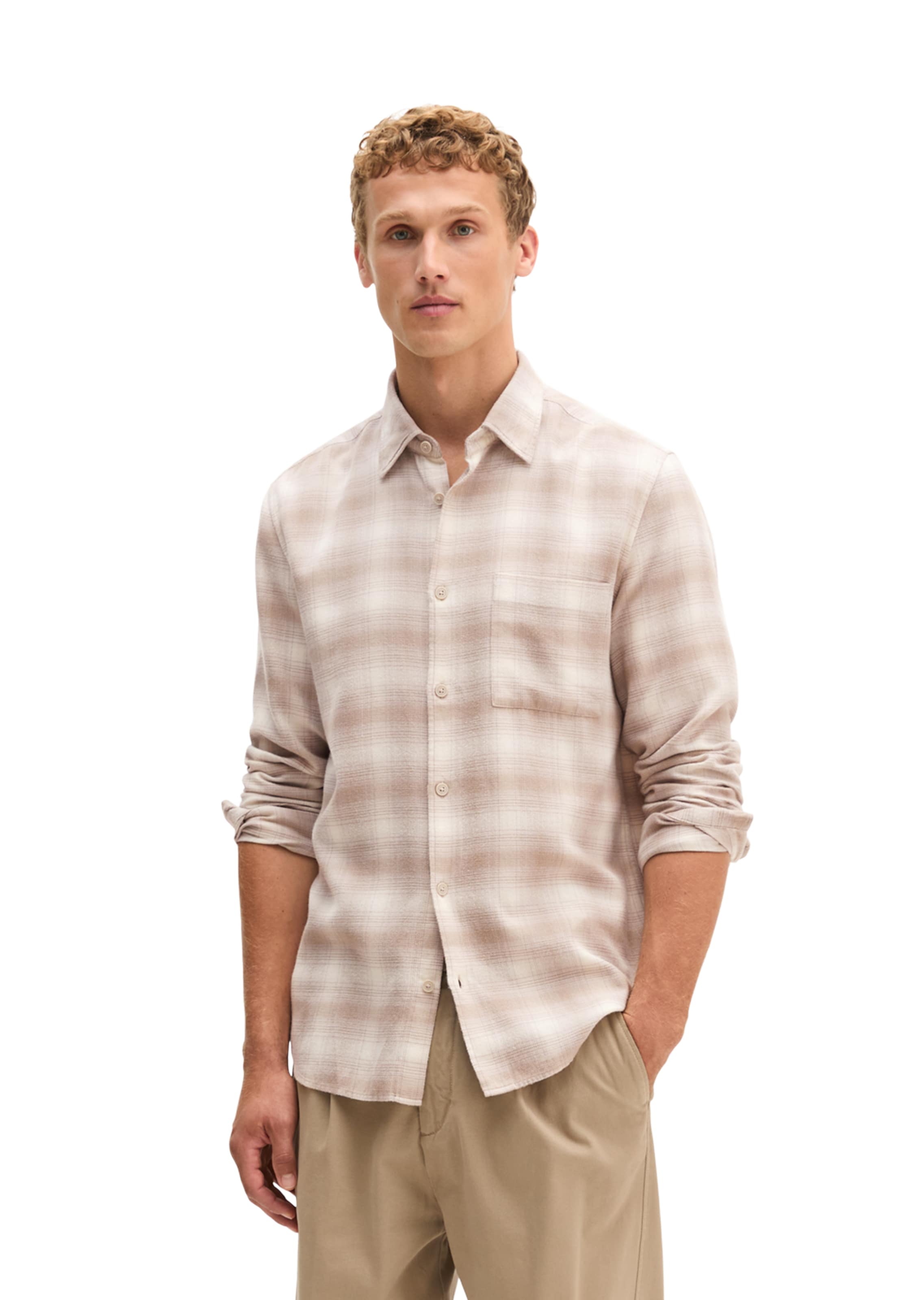 Marc O'Polo Regular fit Button Up Shirt in Beige: front