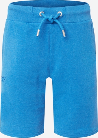 Superdry Püksid, värv sinine: eest vaates