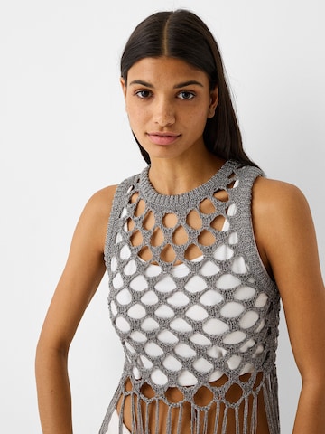 Bershka Knitted Top in Silver