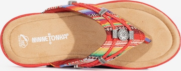 Minnetonka T-Bar Sandals 'Silverthorne 360' in Orange