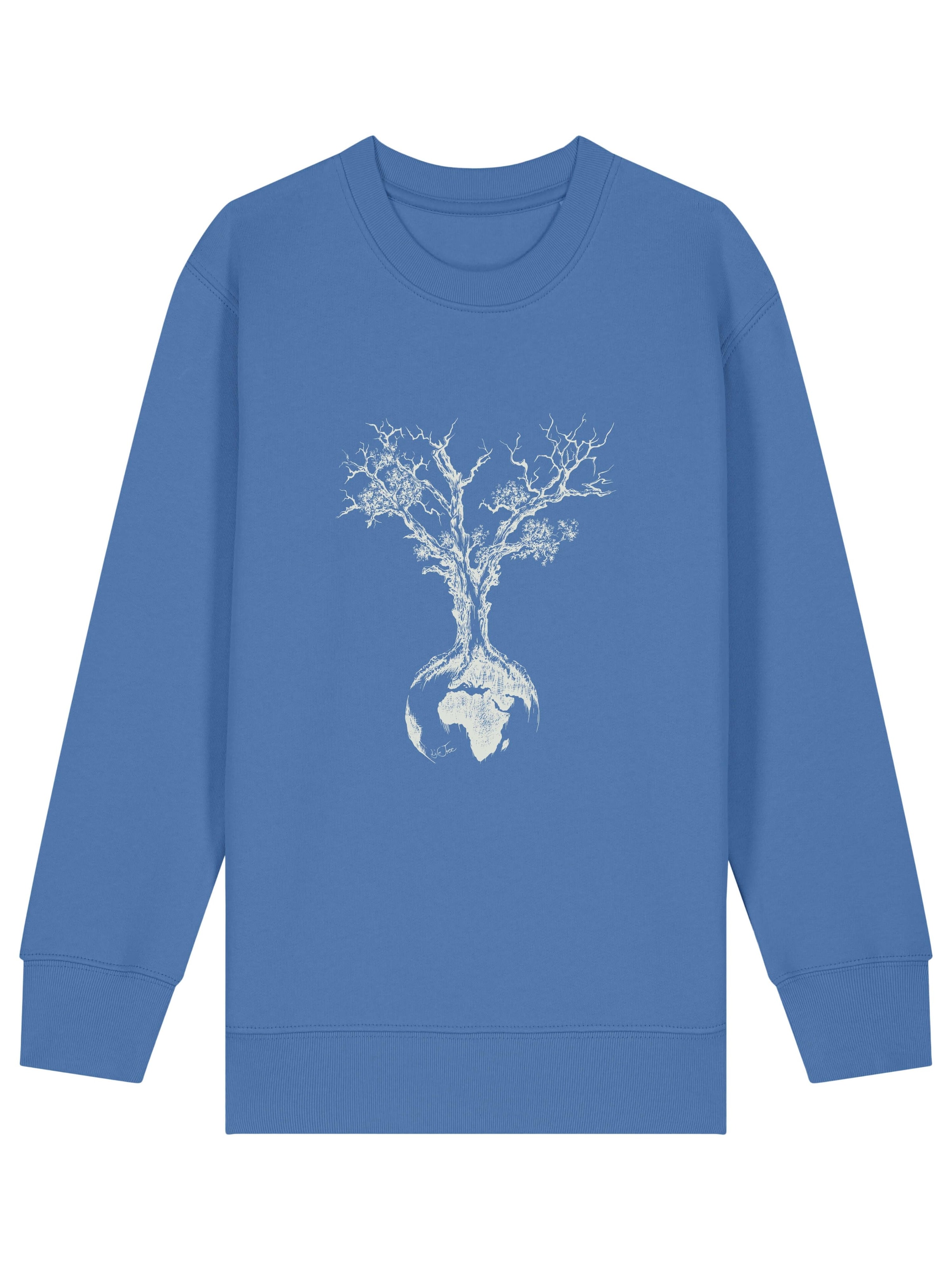Life-Tree Sweatshirt 'Organic Fairwear Sweater Kids Unisex Weltenbaum' in Blue: front