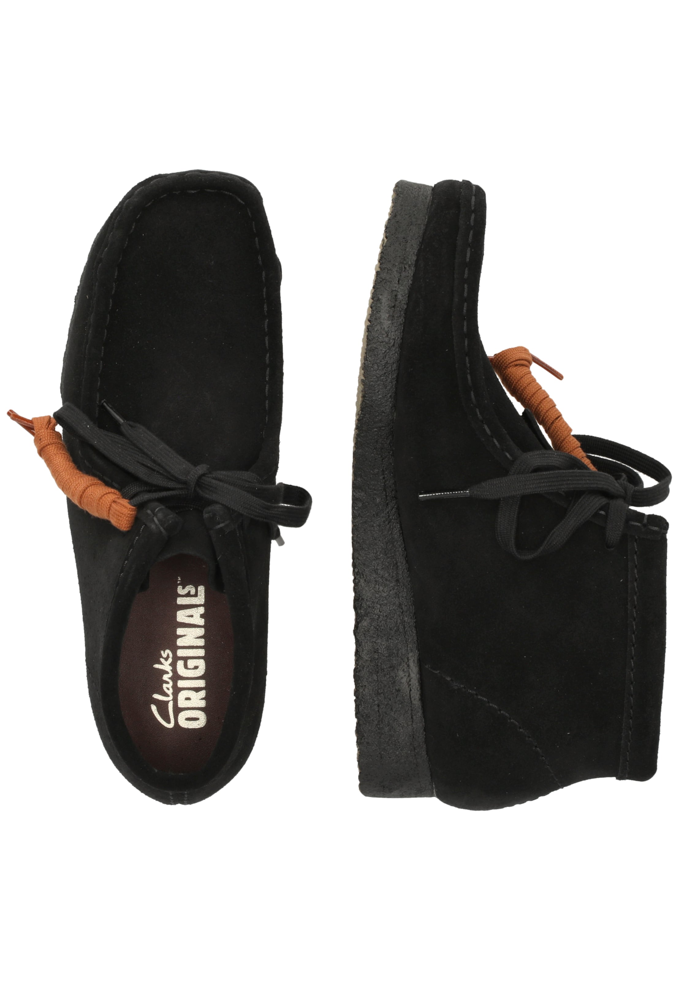 CLARKS Veterschoen 'Wallabee Boot' in Zwart