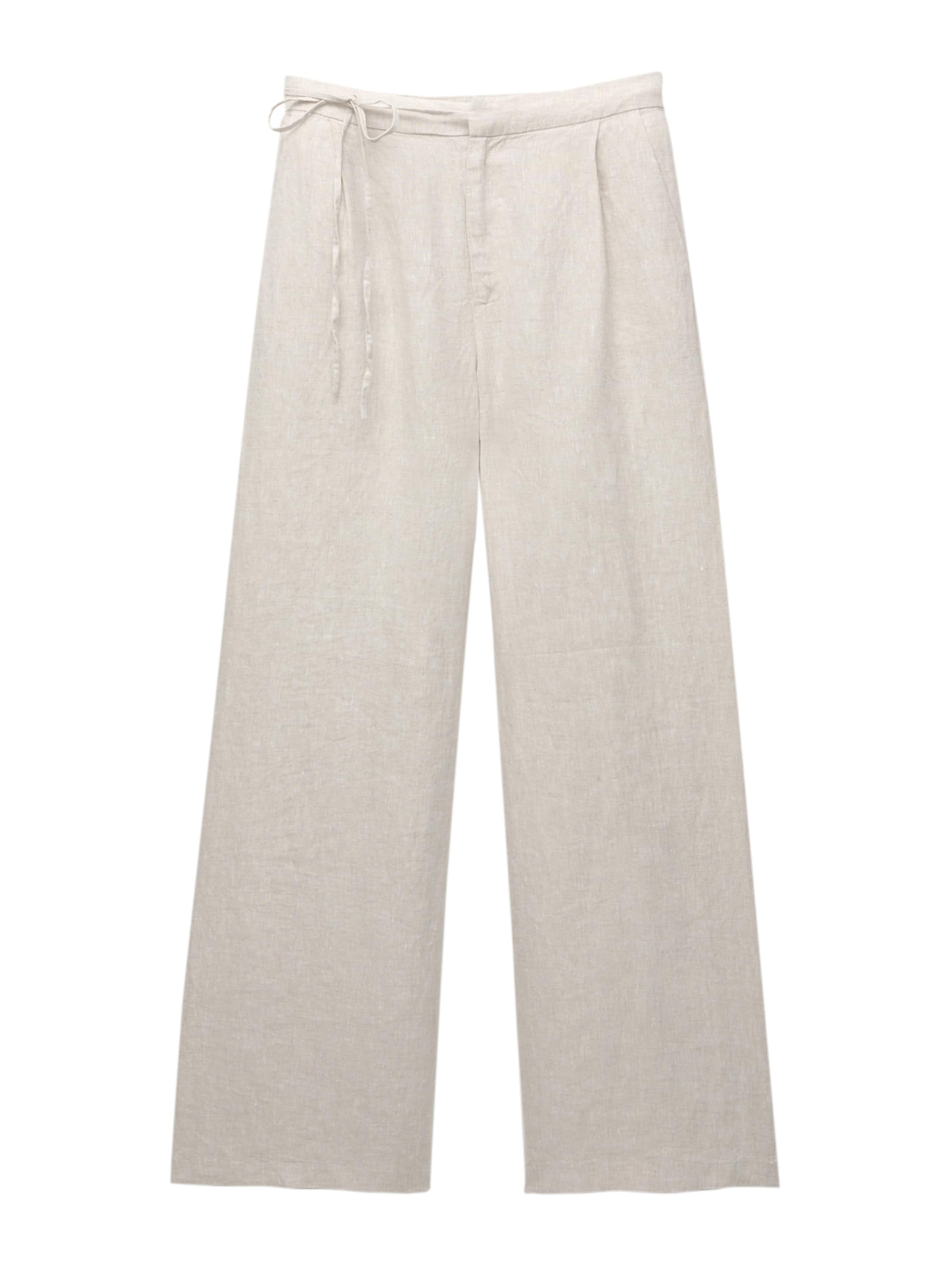 Pull&Bear Wide leg Veckad byxa i beige: framsida