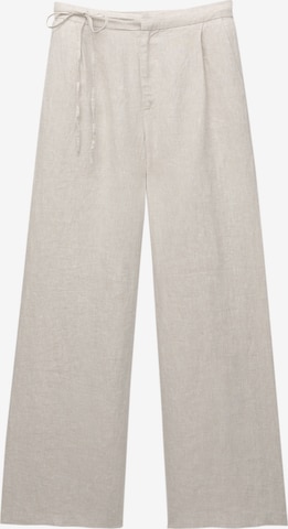 Wide Leg Pantalon à pince Pull&Bear en beige : devant