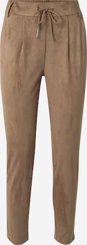 ONLY Slim fit Pleat-Front Pants 'POPTRASH' in Brown: front