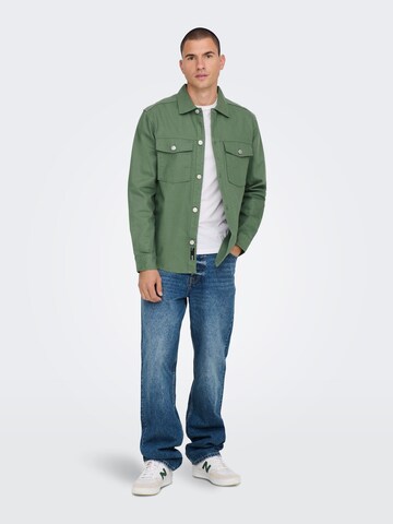 Only & Sons - Regular Fit Camisa 'Tron' em verde