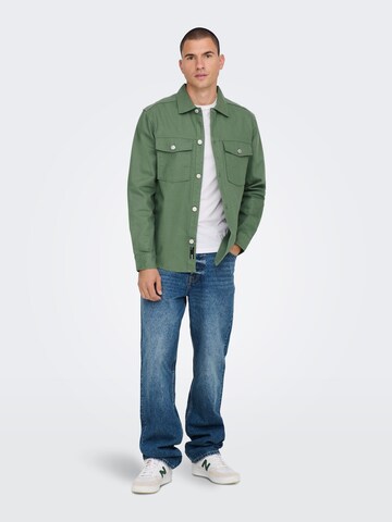 Only & Sons Regular fit Button Up Shirt 'Tron' in Green