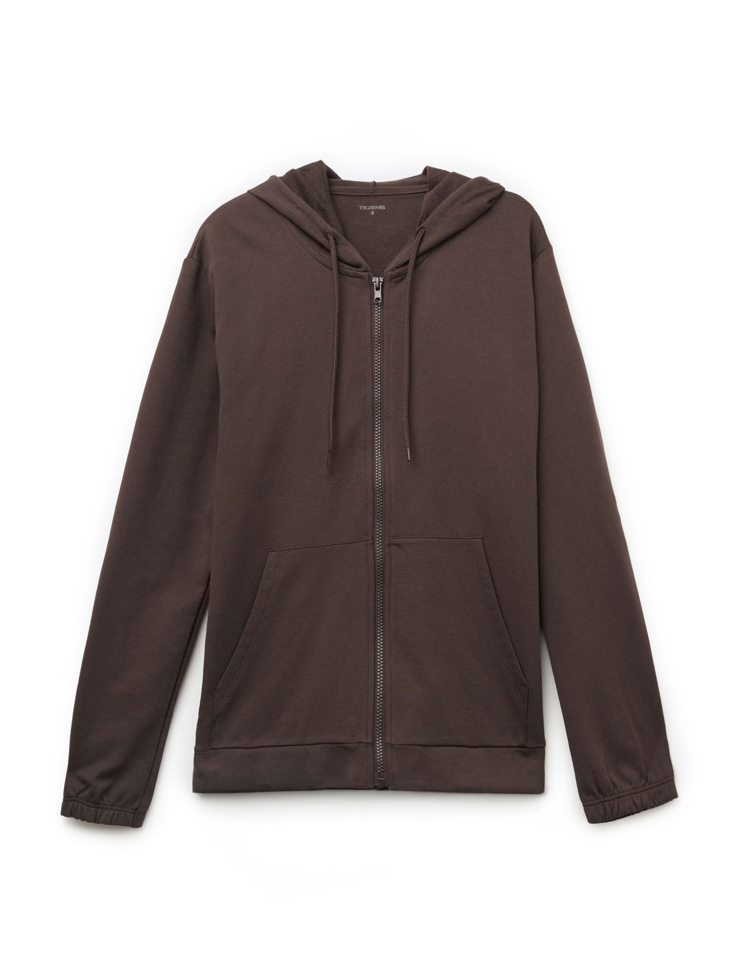 Tezenis Zip-Up Hoodie 'ECO' in Brown: front