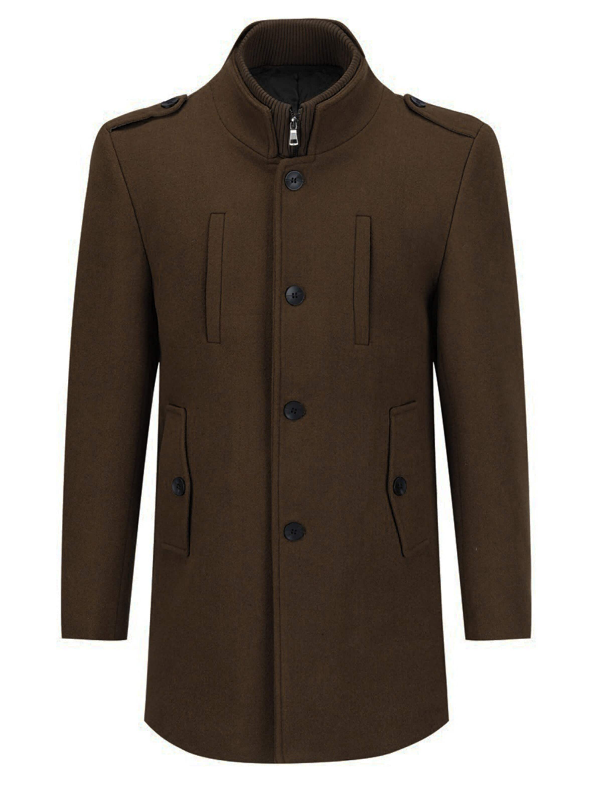 ALLTHEMEN Winter Coat 'Winterruhe' in Brown: front