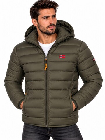 GEOGRAPHICAL NORWAY Winter Jacket 'Herren Herbst  Winter Jacke Übergangsjacke Stepp  Outdoor Leicht Warm' in Green: front
