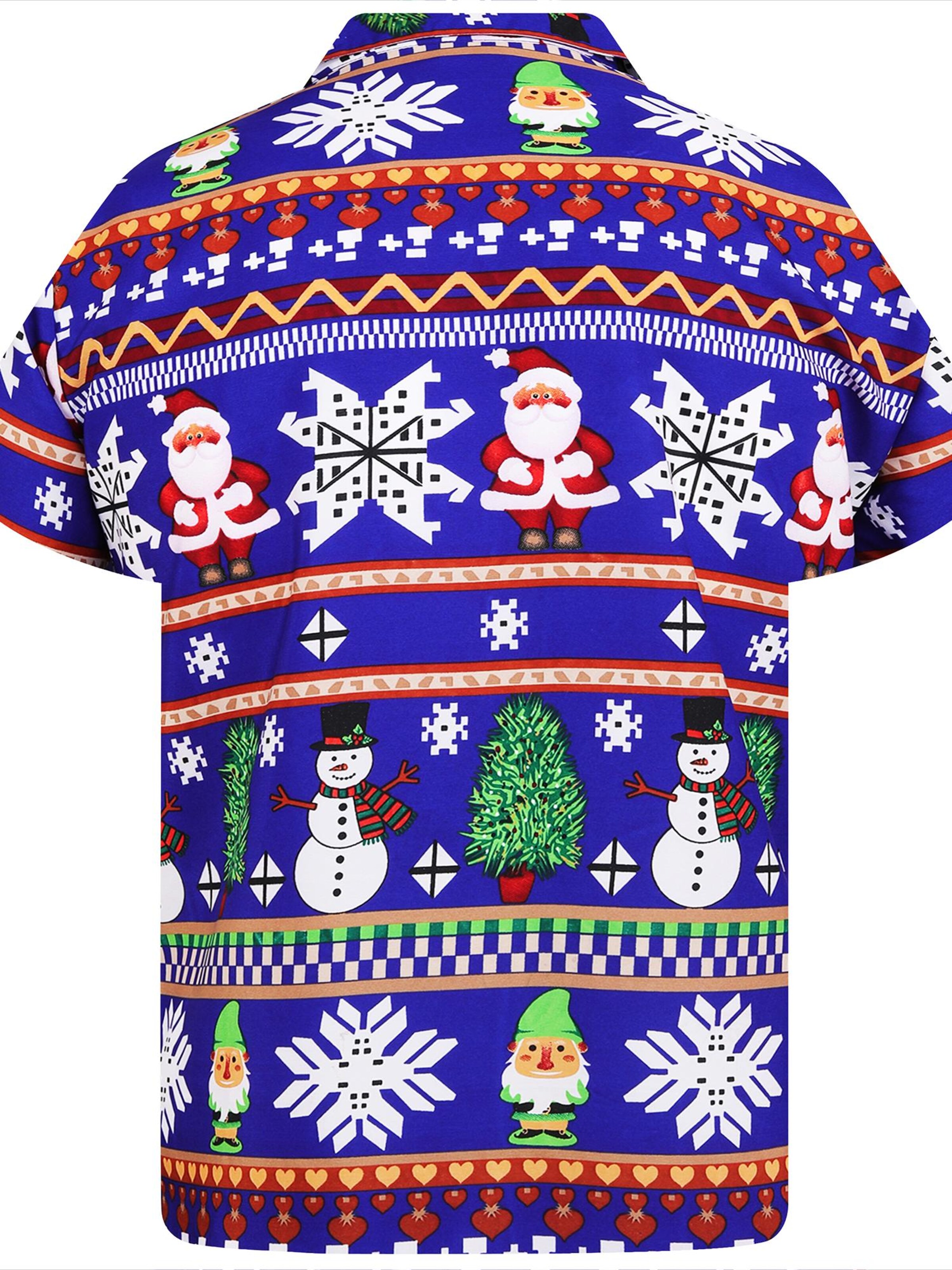 King Kameha Regular Fit Hemd 'Christmas Rows'‌‌‌‌‌ in Blau