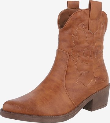 Ital-Design Cowboystiefel in Beige: Vorderseite