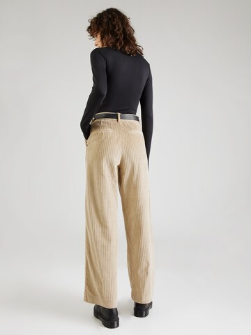 KnowledgeCotton Apparel Wide leg Bandplooibroek 'POSEY' in Beige