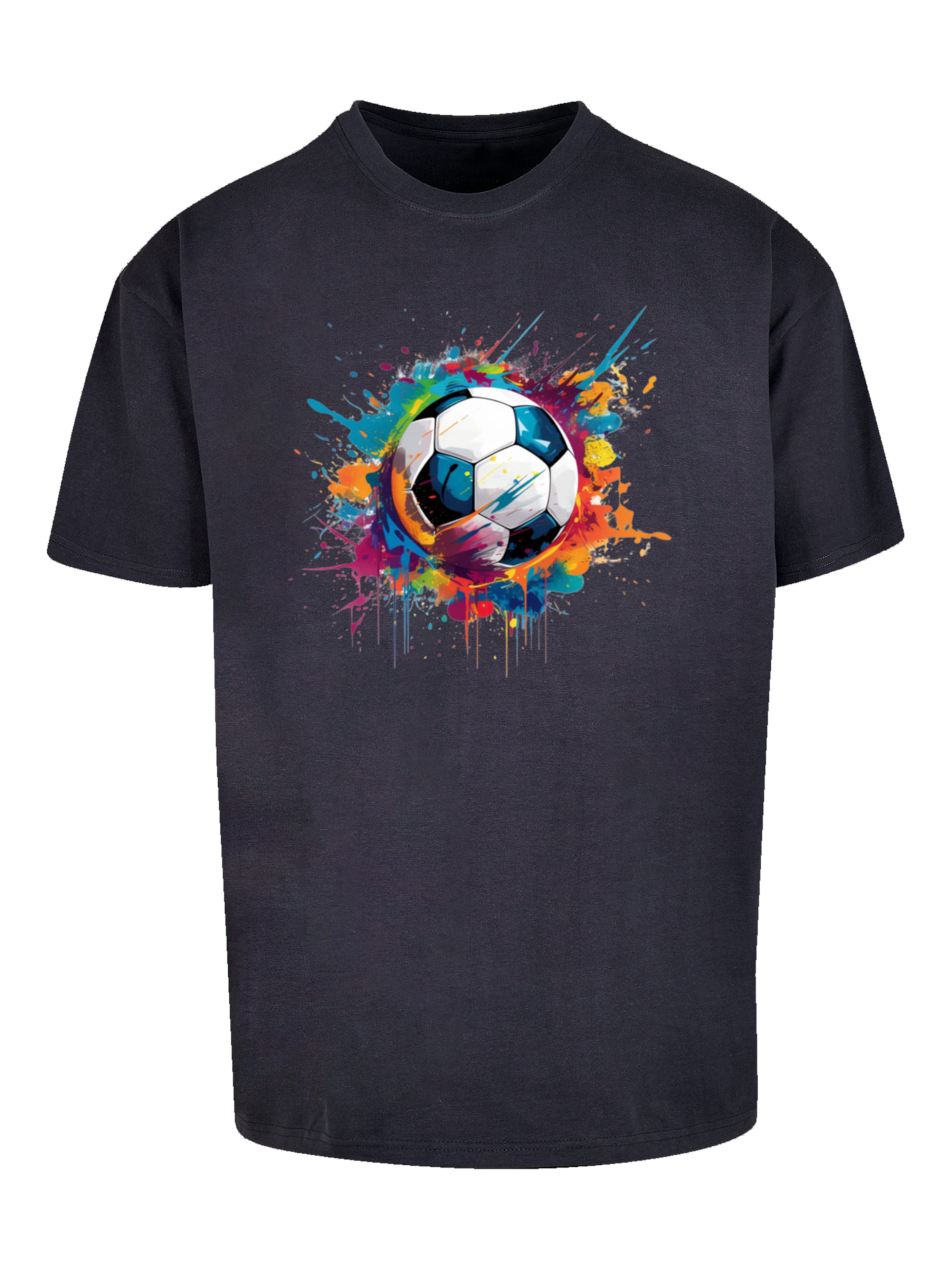 T-Shirt 'Bunte Fußball' F4NT4STIC en bleu : devant