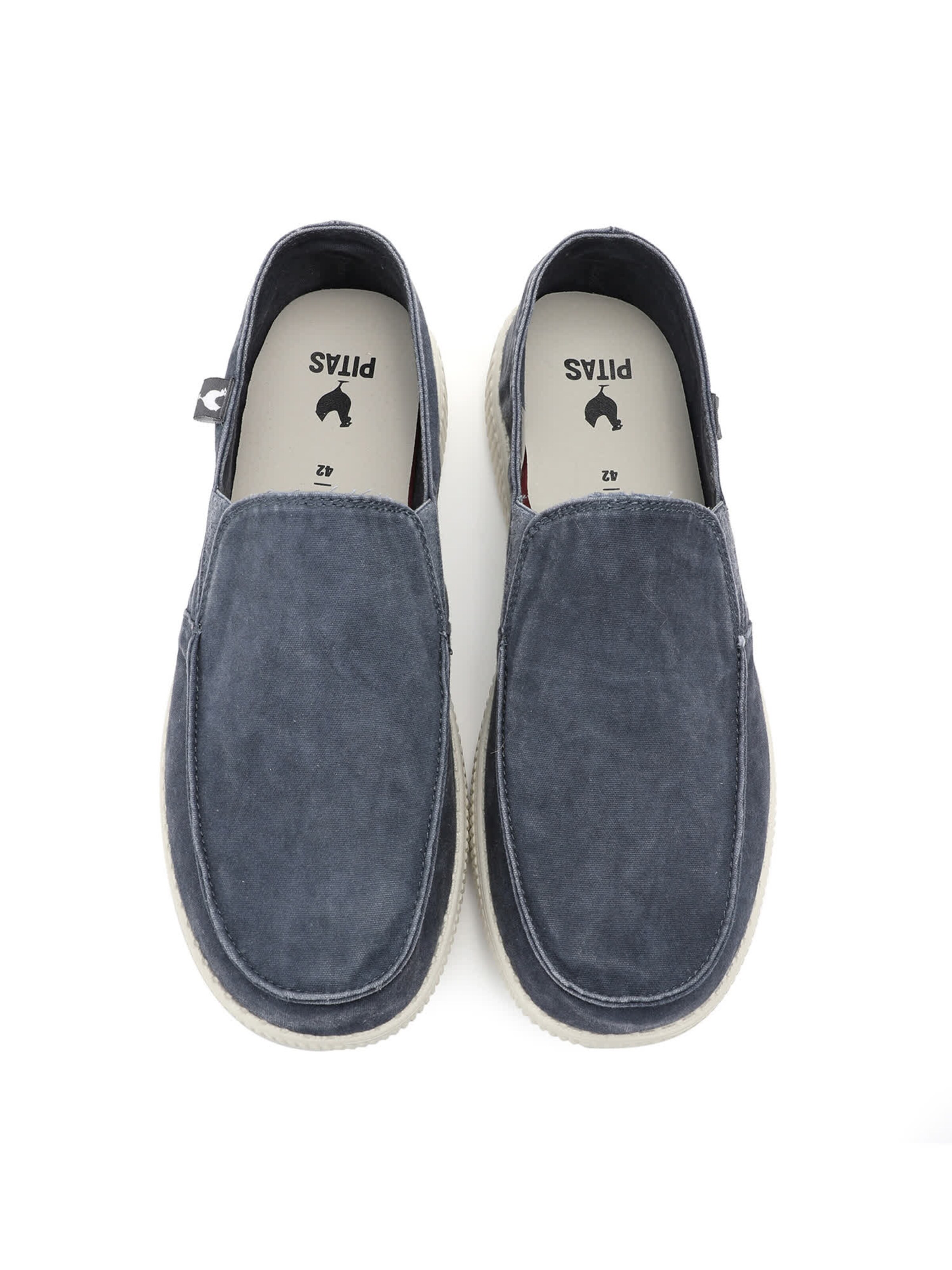 Walk In Pitas Moccasin ' 150 SLIP ON WASHED ' in Grey: top